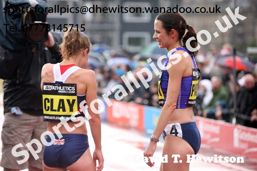 Jo Pavey and Bobby Clay after the 2 miles, Great North CityGames. Photo: David T. Hewitson/Sports for All Pics